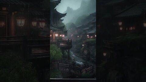 睡眠深度：快速入睡夜晚古城下雨雨声助眠，让你沉浸在自然的声音中入睡ASMR#rain #rainsounds #sleep #sleepmusic #shorts #shortsvideo