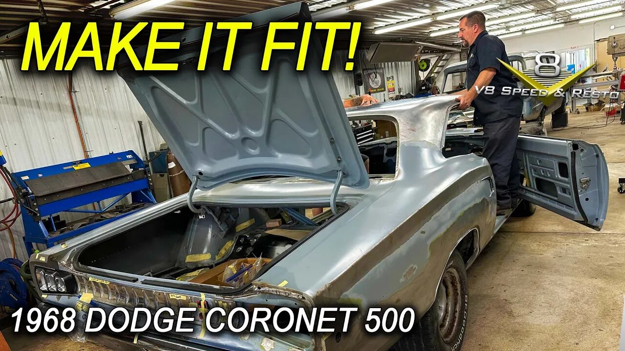 1968 Dodge Coronet Fitting Trim After Panel Replacement Before Paint V8 Speed and Resto Shop