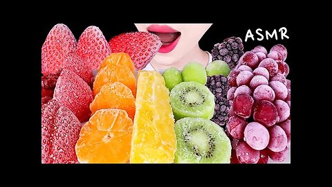 ASMR FROZEN FRUITS STRAWBERRY, GRAPE, KIWI, PINEAPPLE, BLACKBERRY etc. EATING SOUNDS MUKBANG