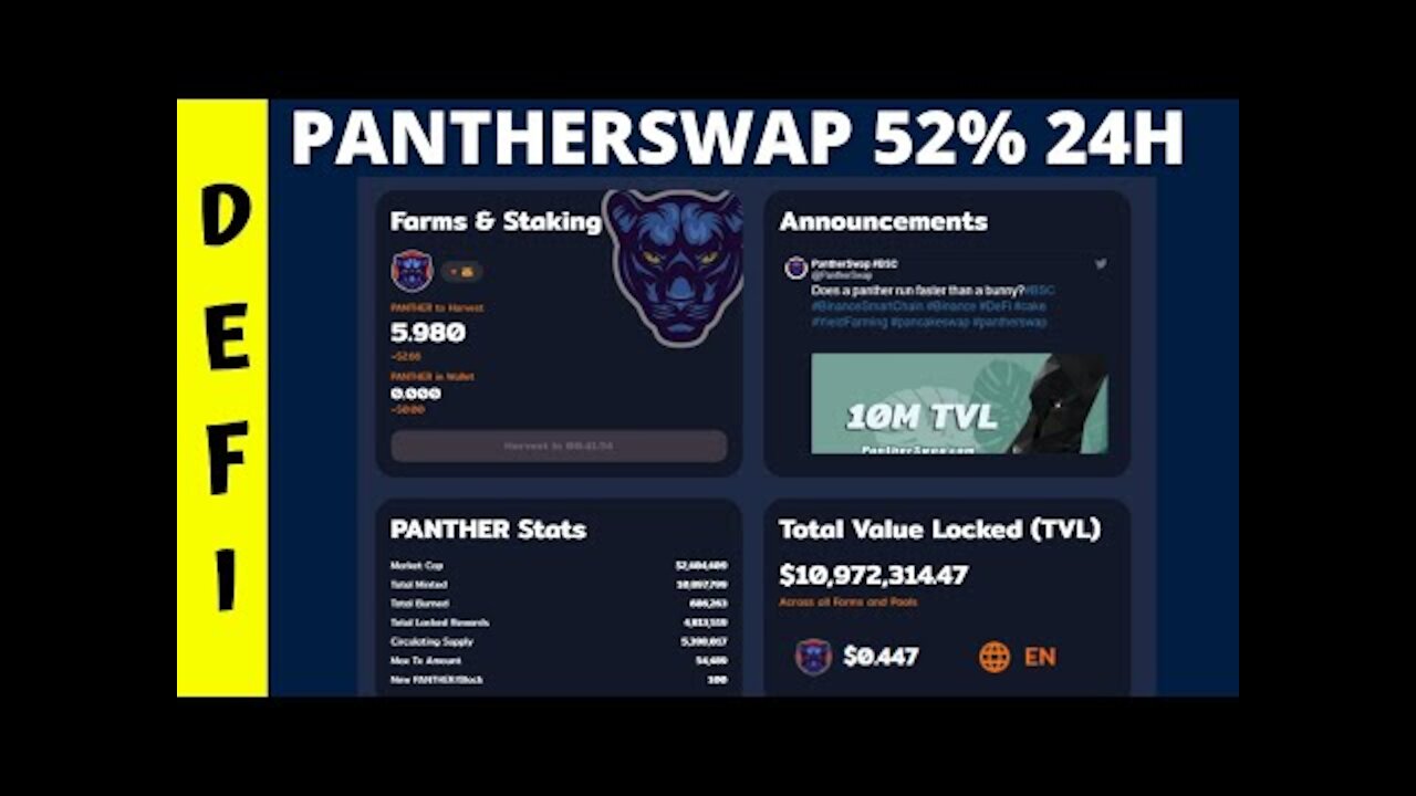 NOVO DEFI PANTHERSWAP COM CRESCIMENTO DE 52% NAS ULTIMAS 24HS ESSE NAO É AIRDROP É INVESTIMENTO