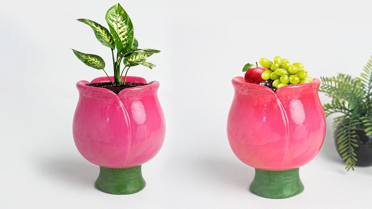 HOW TO MAKE BEAUTIFUL FLOWER POT AT HOME 👈🔥