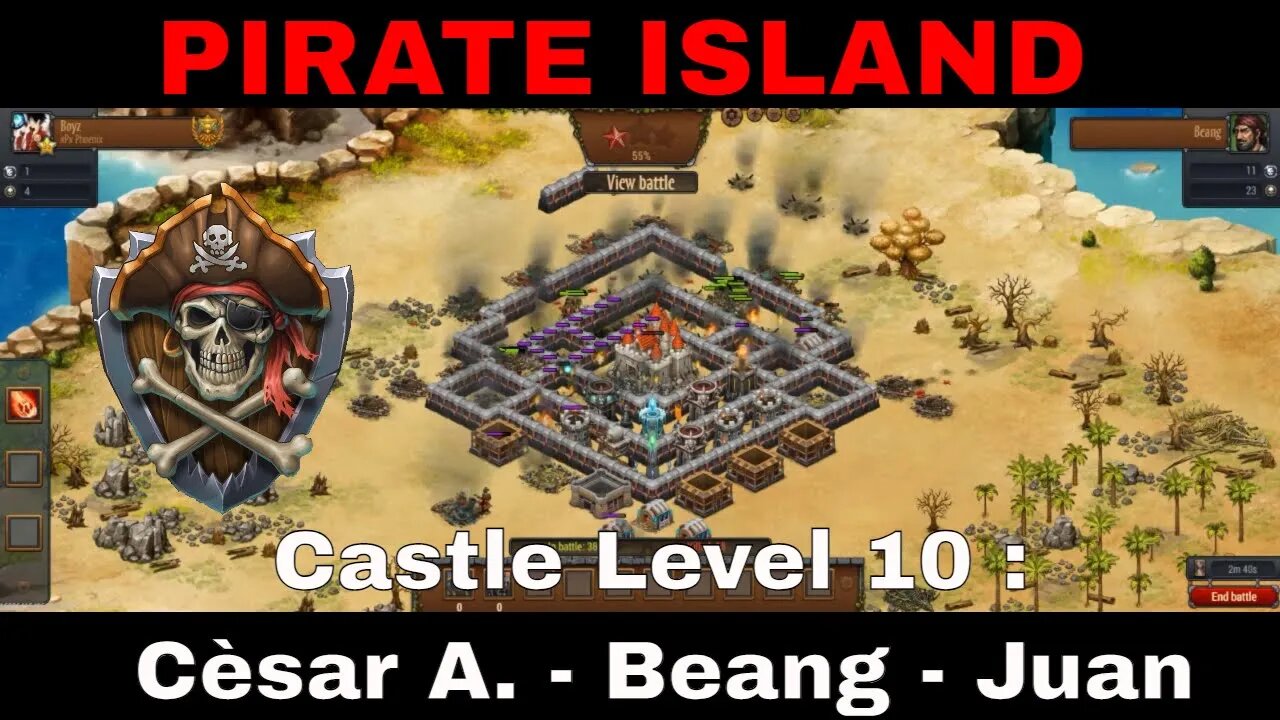 Throne Rush Replay Pirate Island Castle Level 10 : Cèsar A. , Beang dan Juan