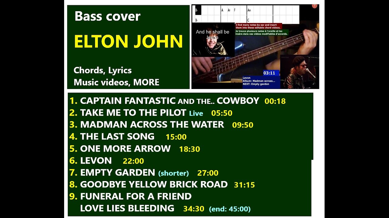 Bass cover ELTON JOHN _ Chords, Lyrics, MORE