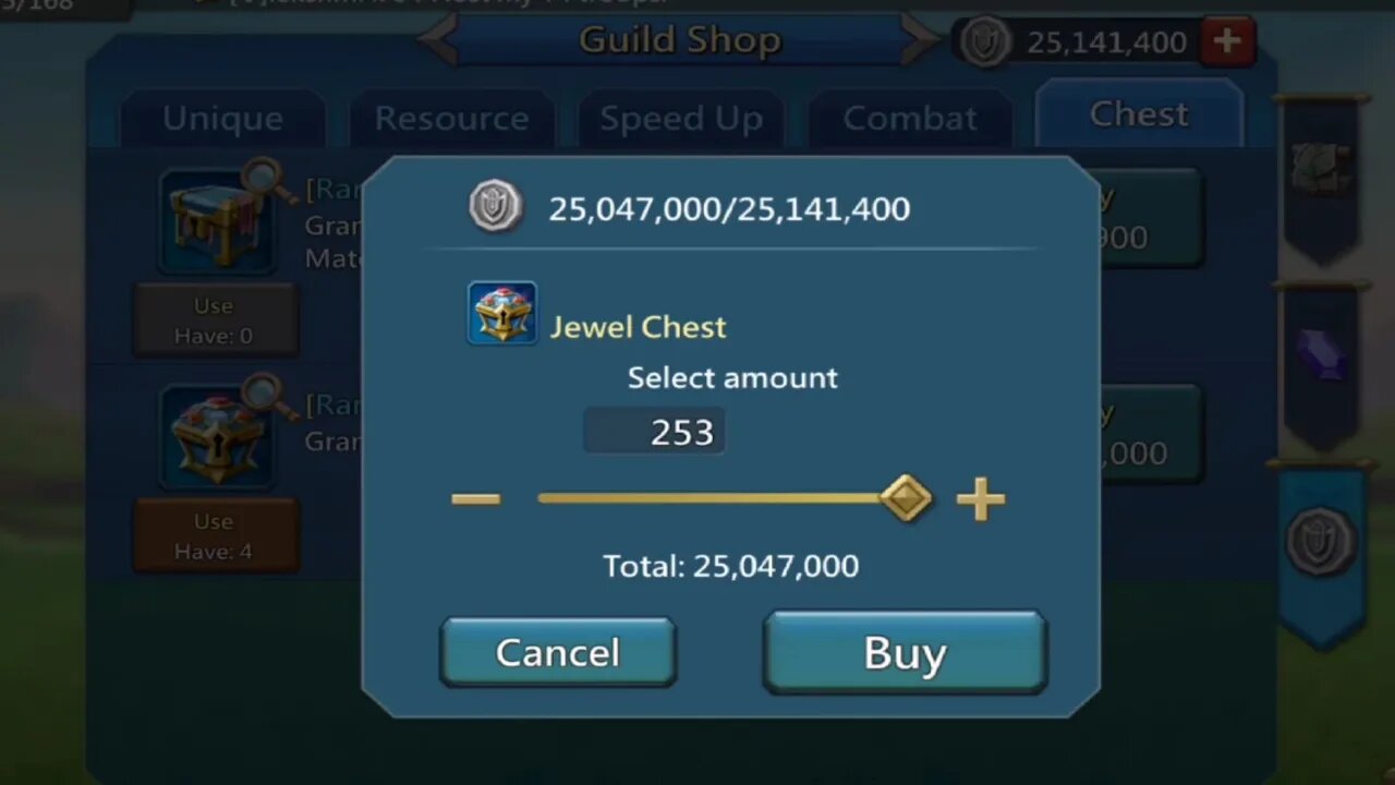 Lords Mobile ~ Daily Packs And Chest Opening Spending 25 Million Guild Coins On Jewel Chests