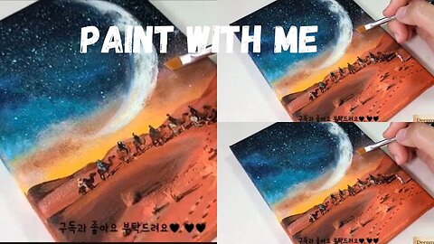 Desert Scenery of Moonlight Acrylic painting on Canvas Step by Step Acrylic Painting Tutorial