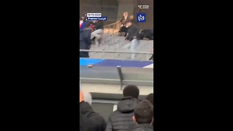 Footage of the Israeli and French Fins Fighting Reports say the Israeli fans started it