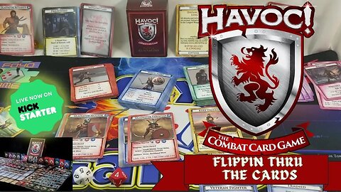 Havoc! The Combat Card Game flippin thru the cards