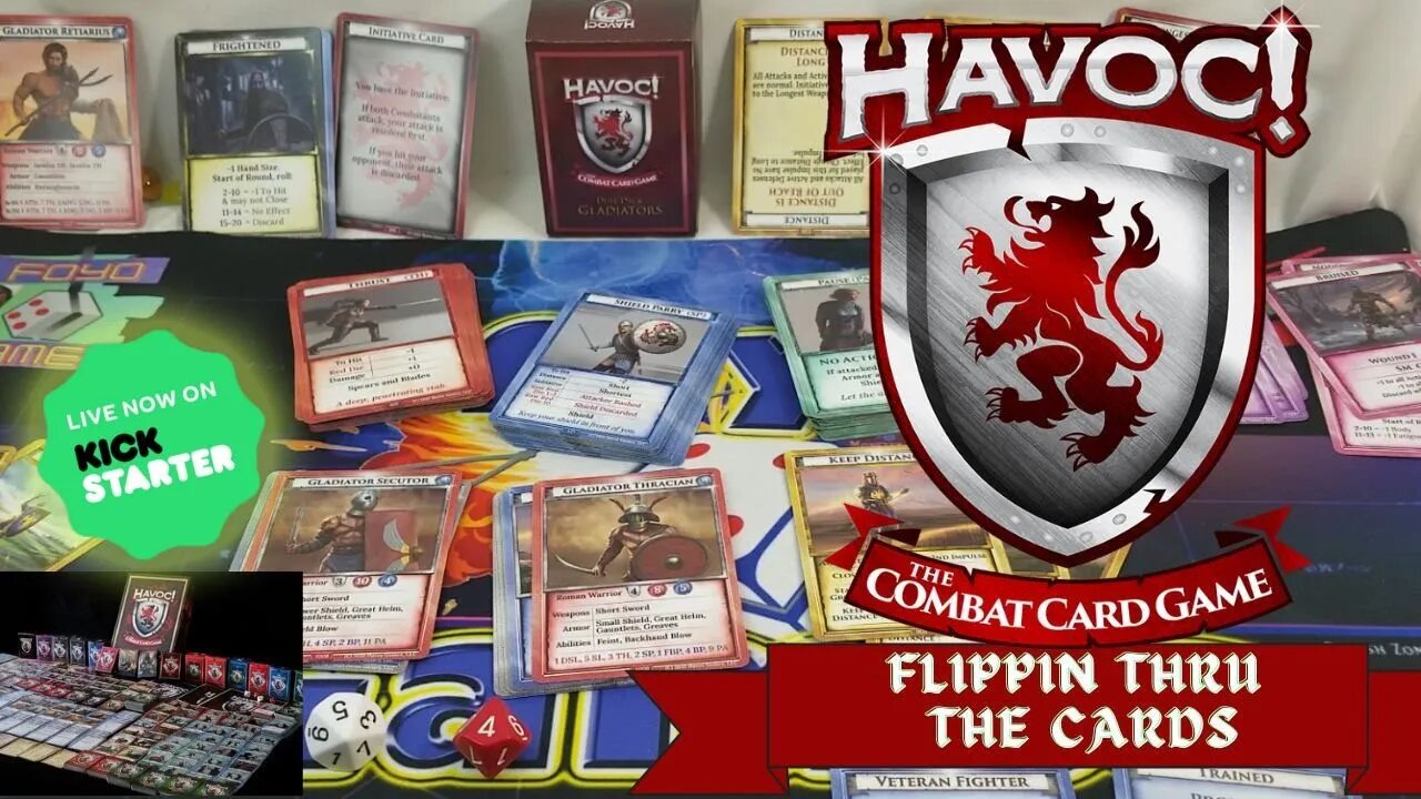 Havoc! The Combat Card Game flippin thru the cards