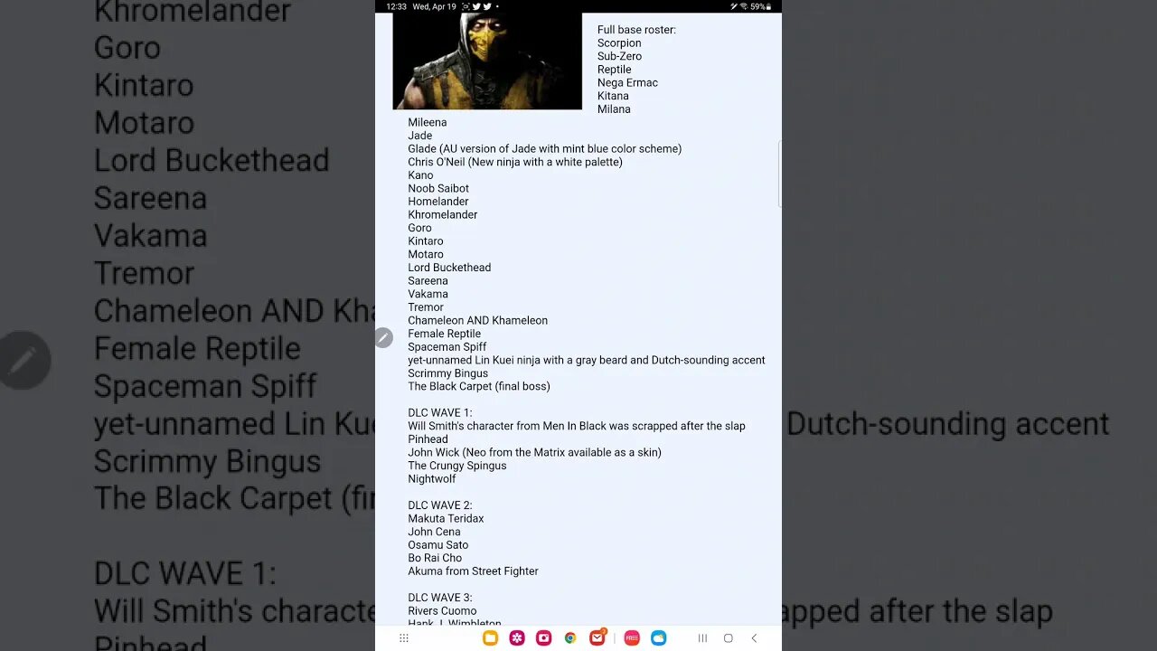 mortal kombat 12 roster and dlc characters leak