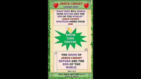 SPREAD THE GOOD NEWS-JESUS CHRIST AND HIS TEACHINGS, P1 OF 1