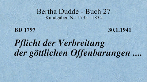 BD 1797 - PFLICHT DER VERBREITUNG DER GÖTTLICHEN OFFENBARUNGEN ....
