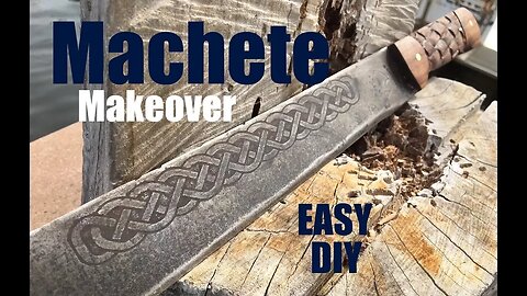 DIY easy Machete Makeover with Celtic blade etching and carved basket weave handles