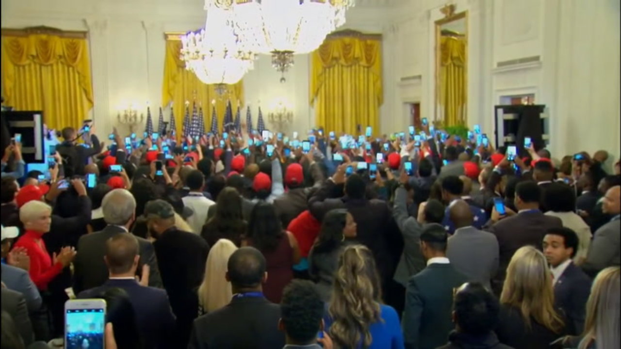 Crowd Full of Young Black People Erupts When Trump Walks In