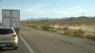 Traffic look: Some people attempt to bypass traffic on the I-15 towards CA