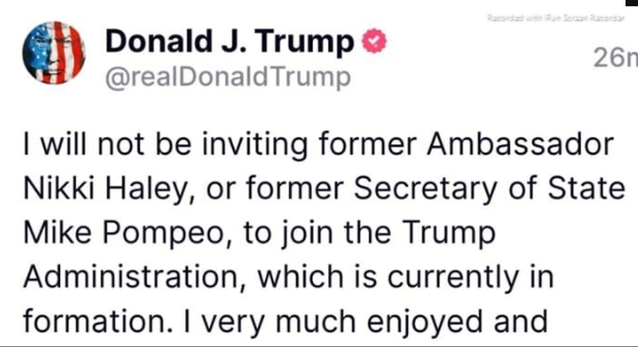 Trump Says No to Nikki Haley, Mike Pompeo for Second Term Cabinet 2 mins to read article below.