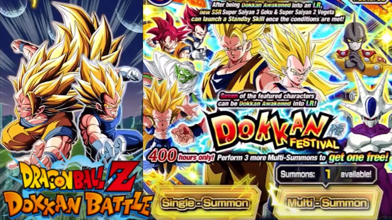 DBZ Dokkan Battle: 8 Year Anniversary LR DokkanFest SSJ3 Goku & SSJ2 Vegeta Banner Summons