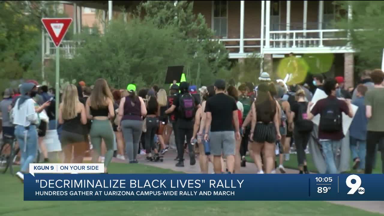 Hundreds gathered for a UArizona rally and march