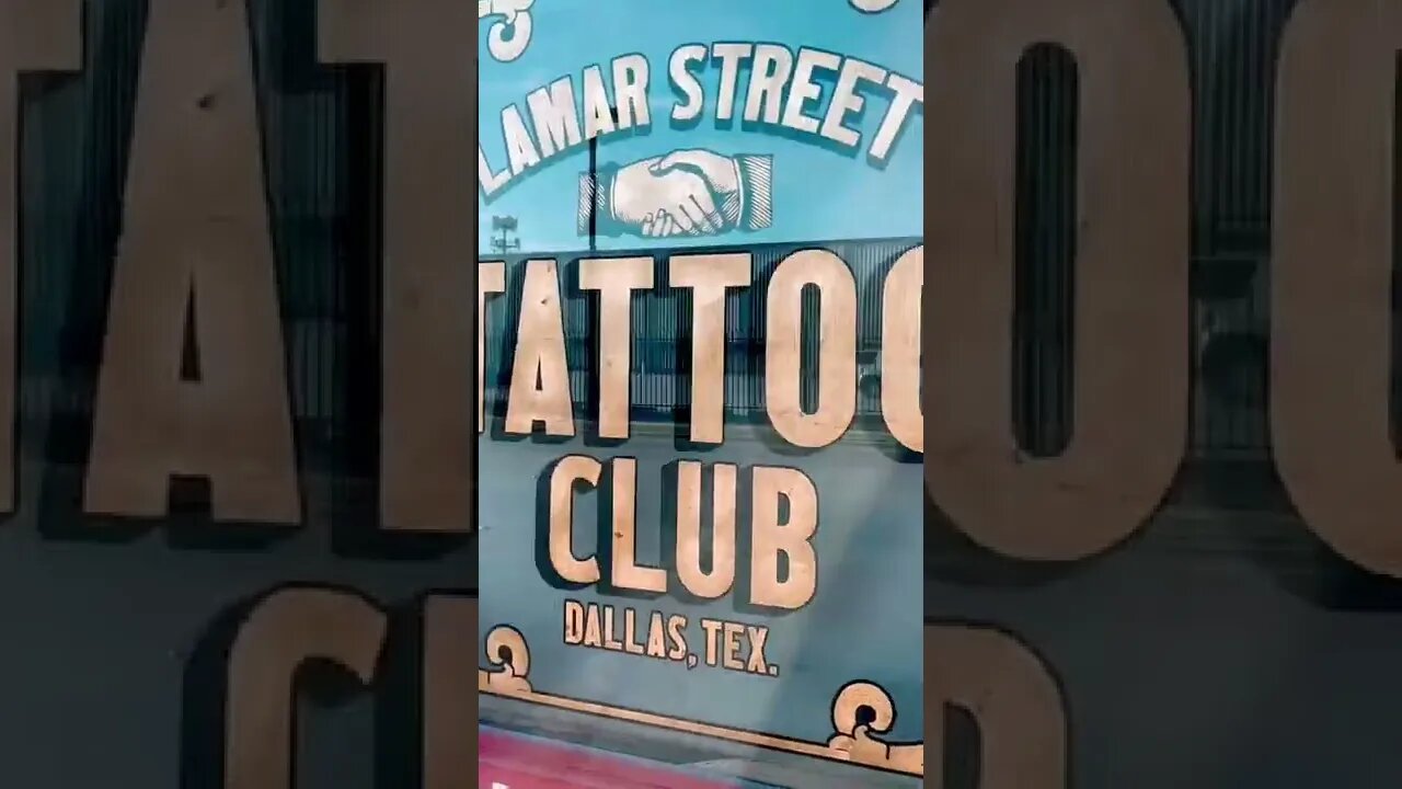Sign Painting and Gold Leafed windows for Lamar Street Tattoo Club in Dallas, TX