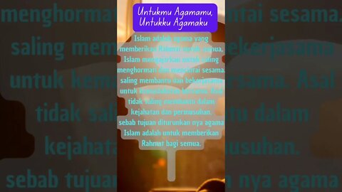 UNTUKMU AGAMAMU DAN UNTUK KU AGAMAKU