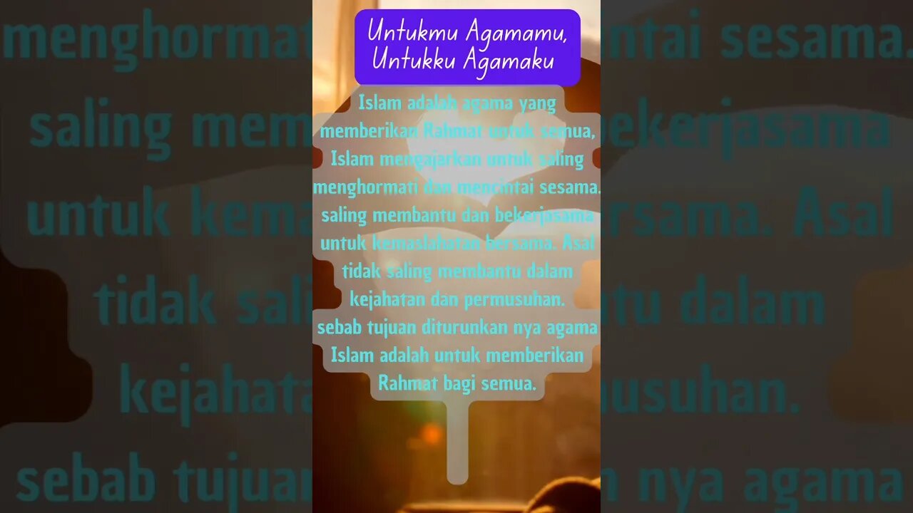 UNTUKMU AGAMAMU DAN UNTUK KU AGAMAKU