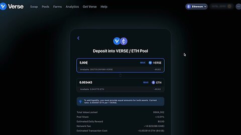 How to deposit into liquidity pools and earn yield on Bitcoin.com's Verse DEX