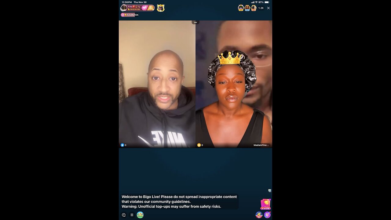 TrinaB gives MadamLo his condolences then preaches about going dark 11/30/23 #bigoclipandsip