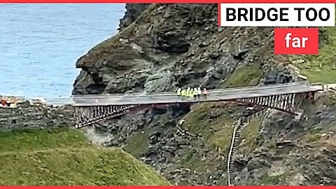 Workers hilariously check stability of bridge