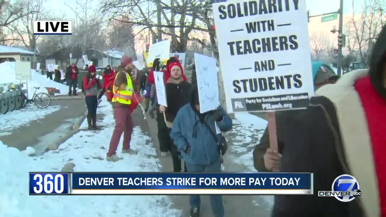 Denver teachers picket at South High School on first day of strike