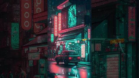 rainy street 2 #neon #night #modern #retro #colorful #shorts