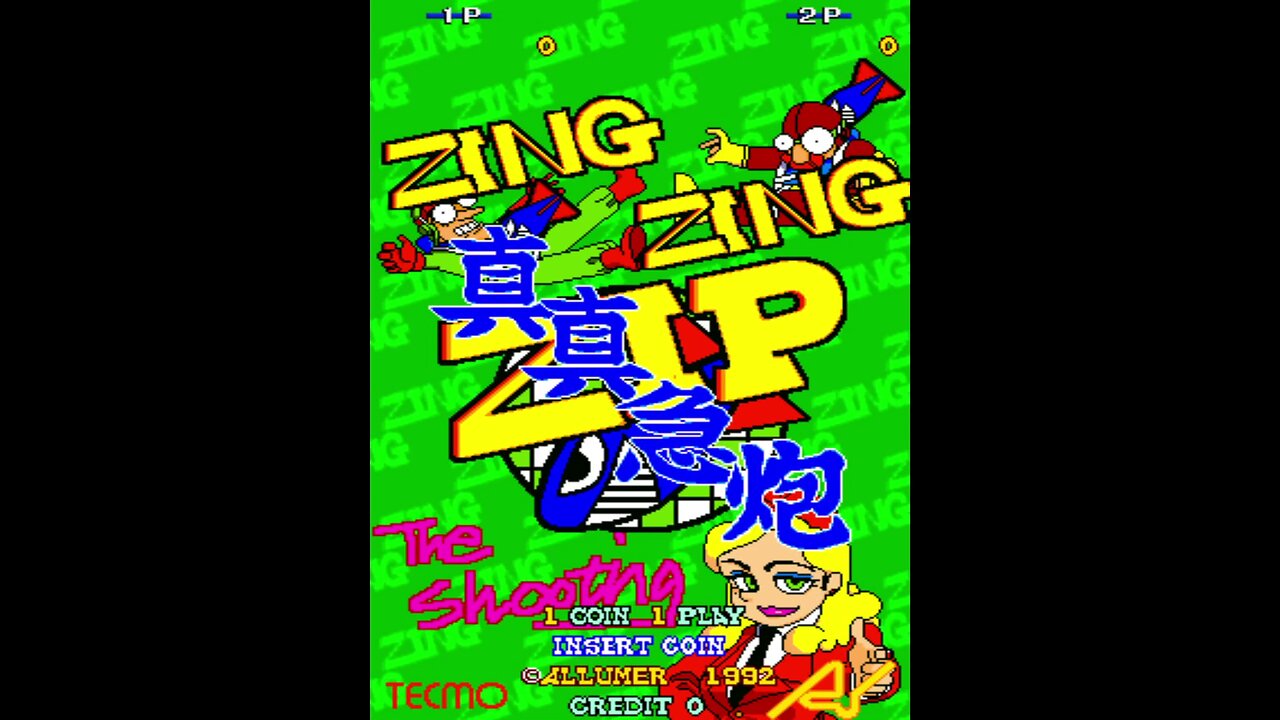 Zing Zing Zip Arcade Game, Allumer Tecmo 1992, longplay