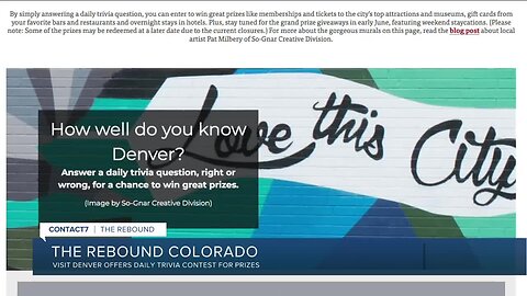 VISIT DENVER trivia contest has gift certificates for prizes