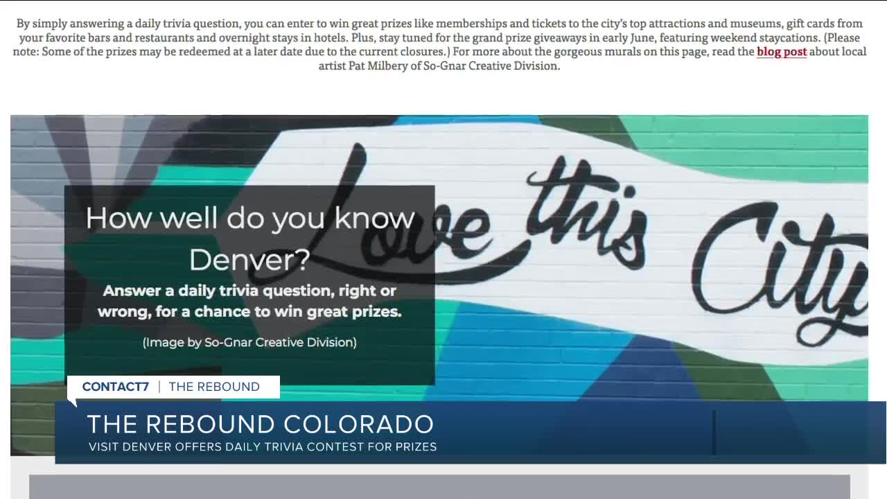 VISIT DENVER trivia contest has gift certificates for prizes