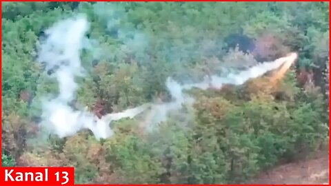 Ukrainian flamethrower drone in action: It fires at Russian forest positions