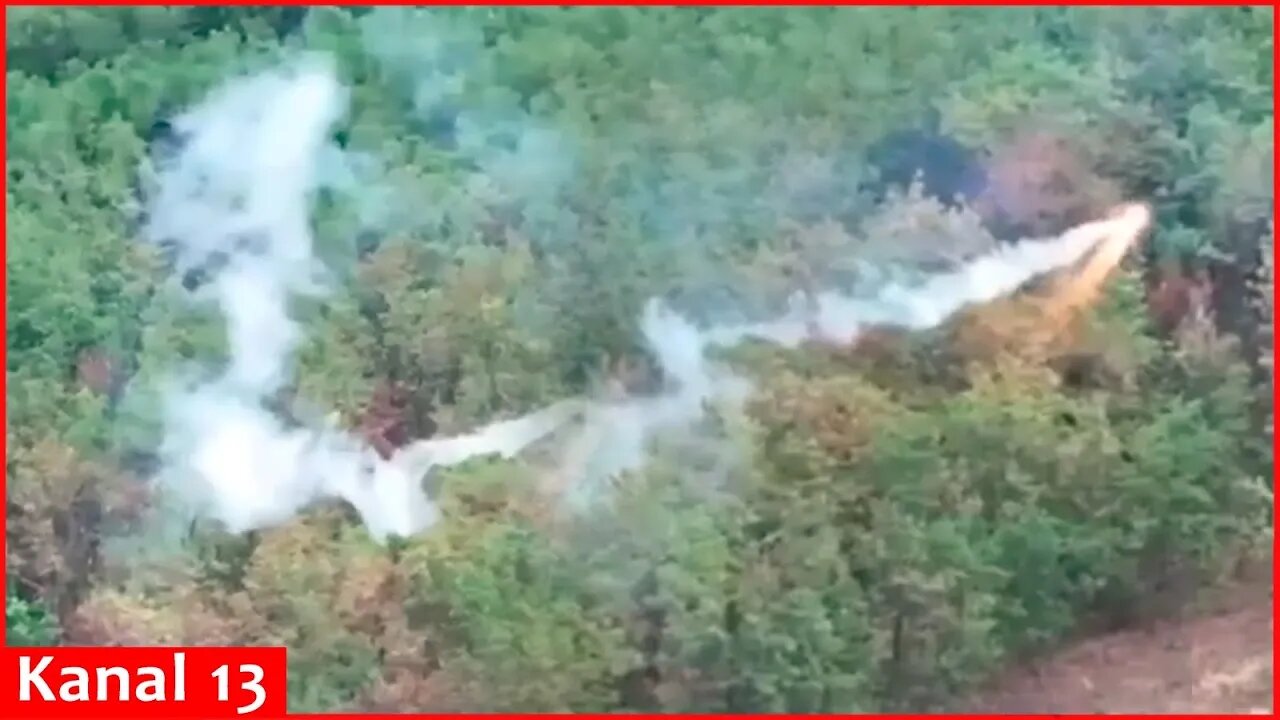 Ukrainian flamethrower drone in action: It fires at Russian forest positions