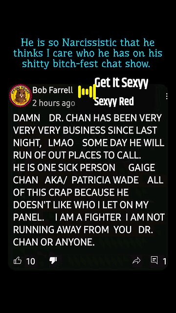 Bob Farrell is a Narcissist who thinks people care...