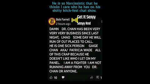 Bob Farrell is a Narcissist who thinks people care...
