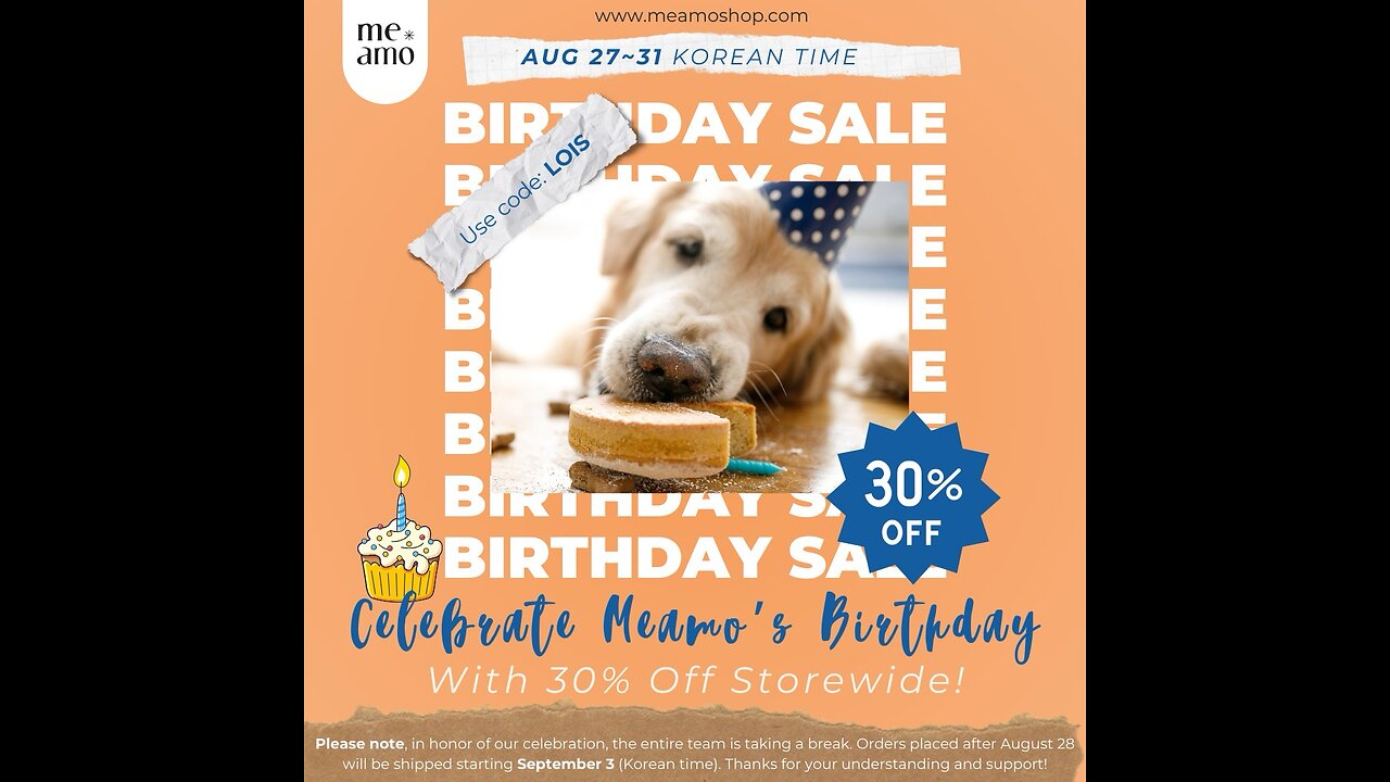 Sale 30% off Meamoshop August 27-31 Code Lois Storewide