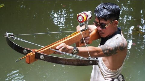 How To Make Super Powerful Crossbowfishing | DIY Crossbowfishing | Crossbowfishing VS Cokes & Fish