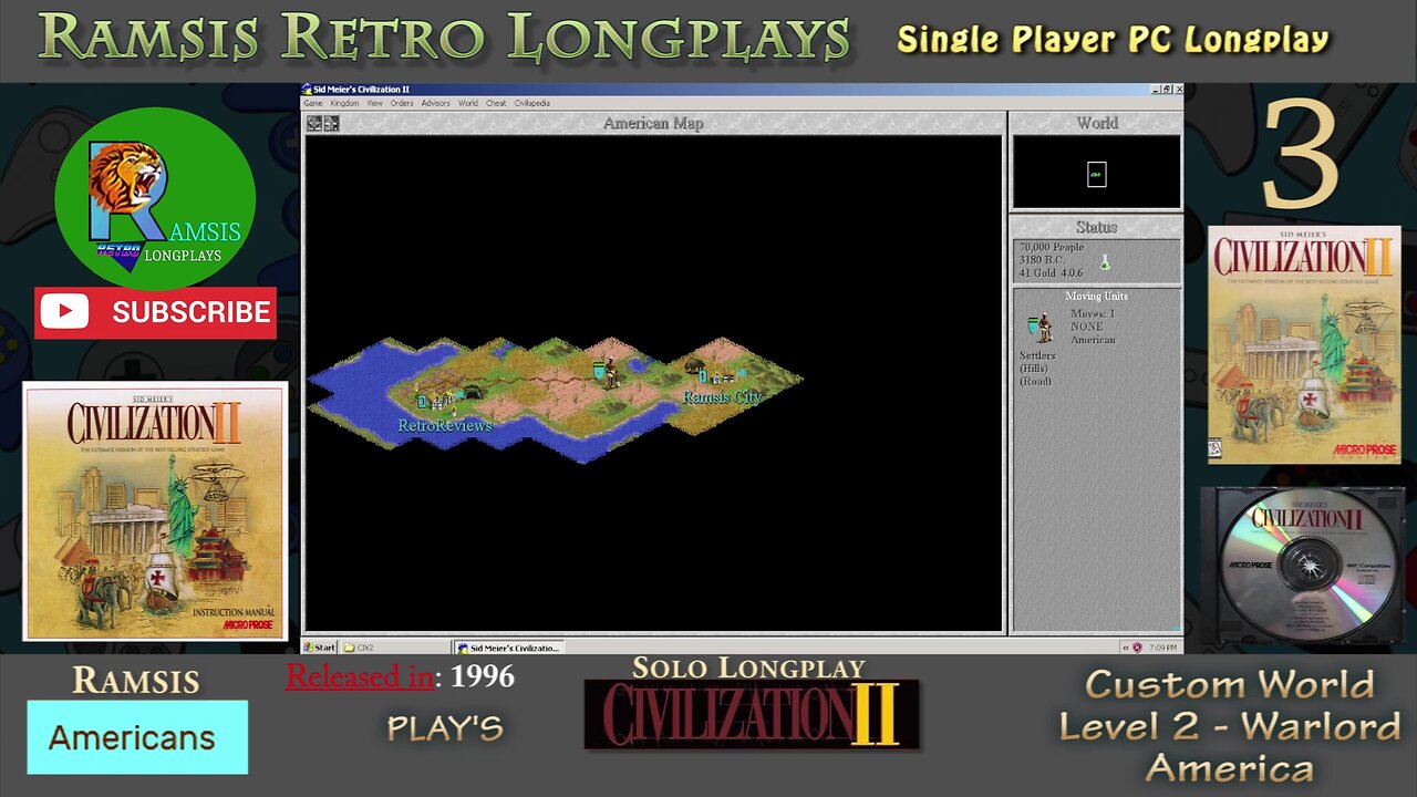 Sid Meier's Civilization II | 1996 | Windows PC | Warlord | America - Episode #3 | Let's Play