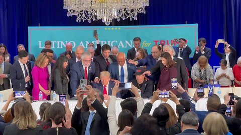 Prominent Latino supporters of President Trump pray over him at Doral, FL Hispanic roundtable.