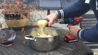 Näin kuoritaan perunoita porakoneella