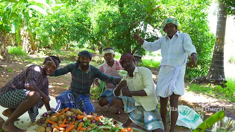 BIG VEGETARIAN RECIPE _ BISI BELE BATH _ Healthy Vegetables Recipe _ Sambar Sadam Cooking In Village