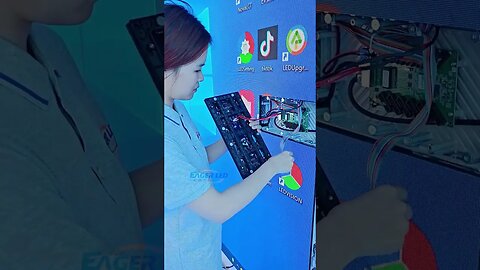 Technicians install indoor high-definition LED modules. #eagerled #leddisplay #ledvideowall #shorts