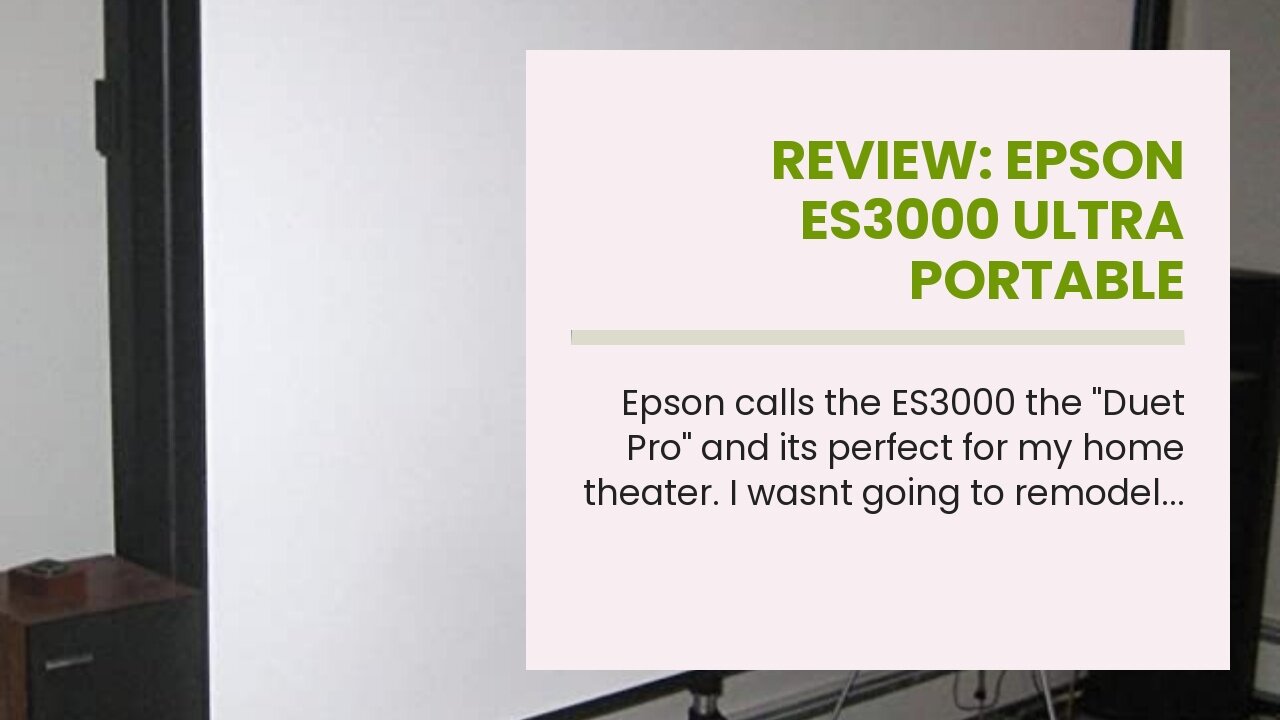 Review: Epson ES3000 Ultra Portable Projection Screen (V12H002S3Y),Black/White