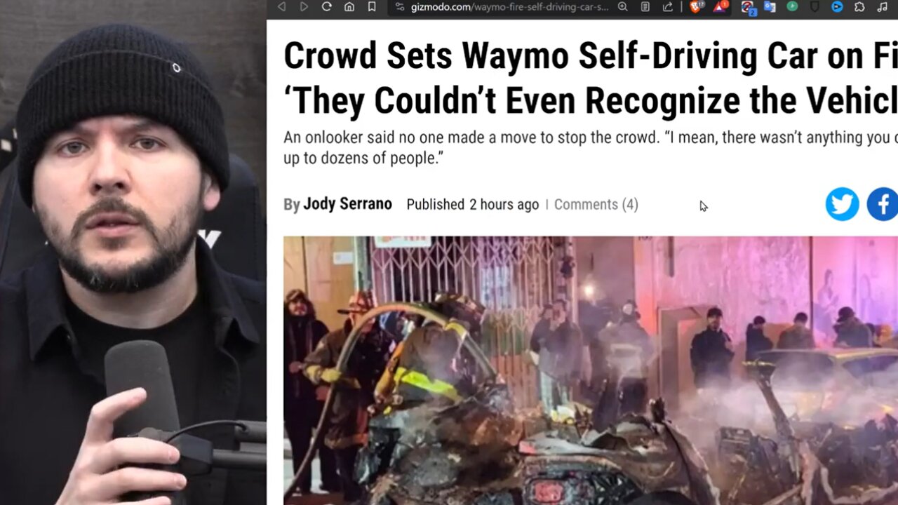 Rioters DESTROY Self Driving Taxi In SF, Far Left Policy BACKFIRES On Big Tech In SF
