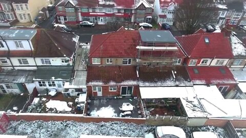 First SNOWFALL Of The Season In ENGLAND | Stunning footage aerial view of Southall | 4K drone view