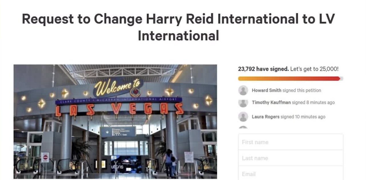 Online petition gaining further support to halt Harry Reid's name on Las Vegas airport