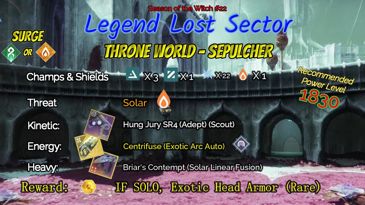 Destiny 2 Legend Lost Sector: Throne World - Sepulcher on my Strand Warlock 10-5-23