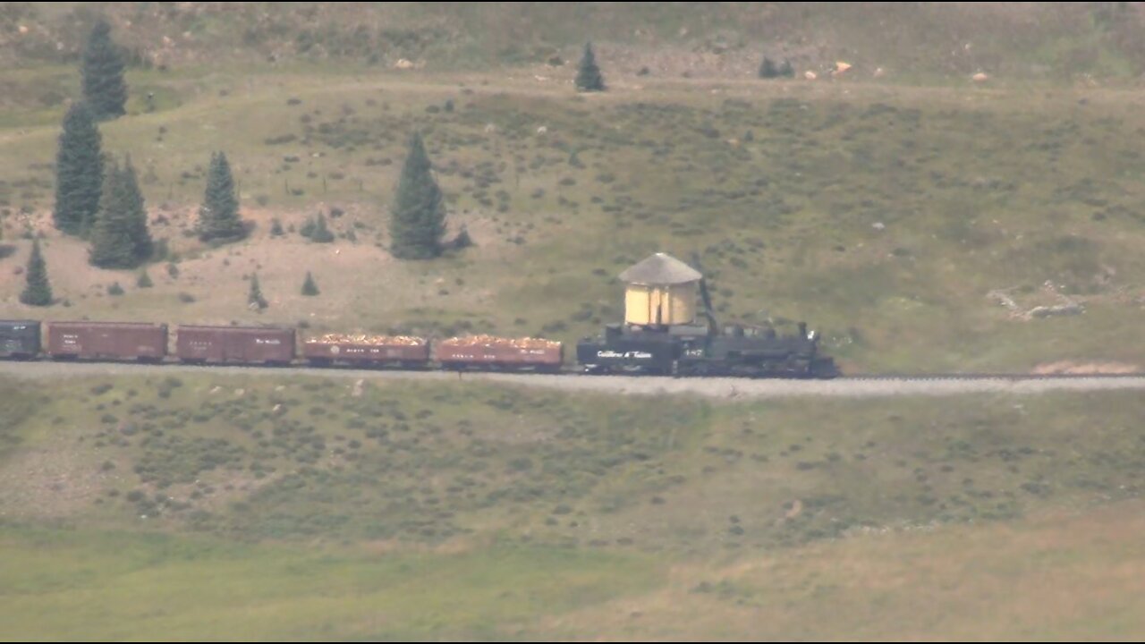 Cumbres & Toltec Extra 487 & Train 216 east at Los Pinos