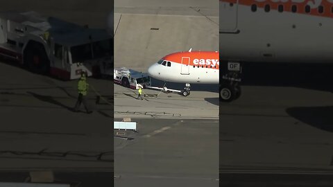 Pushback View from 800 ft Above the Runway #shorts